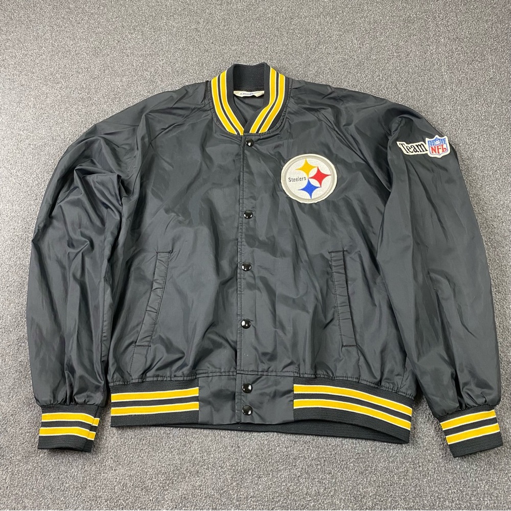 Vintage 80’s NFL Pittsburg Steelers Lightweight Bomber Jacket Men’s Size Large